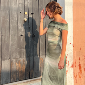 Vestido largo manga corta