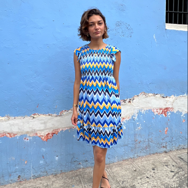 Vestido corto azul estampado ¡Qué Guay! Guatemala