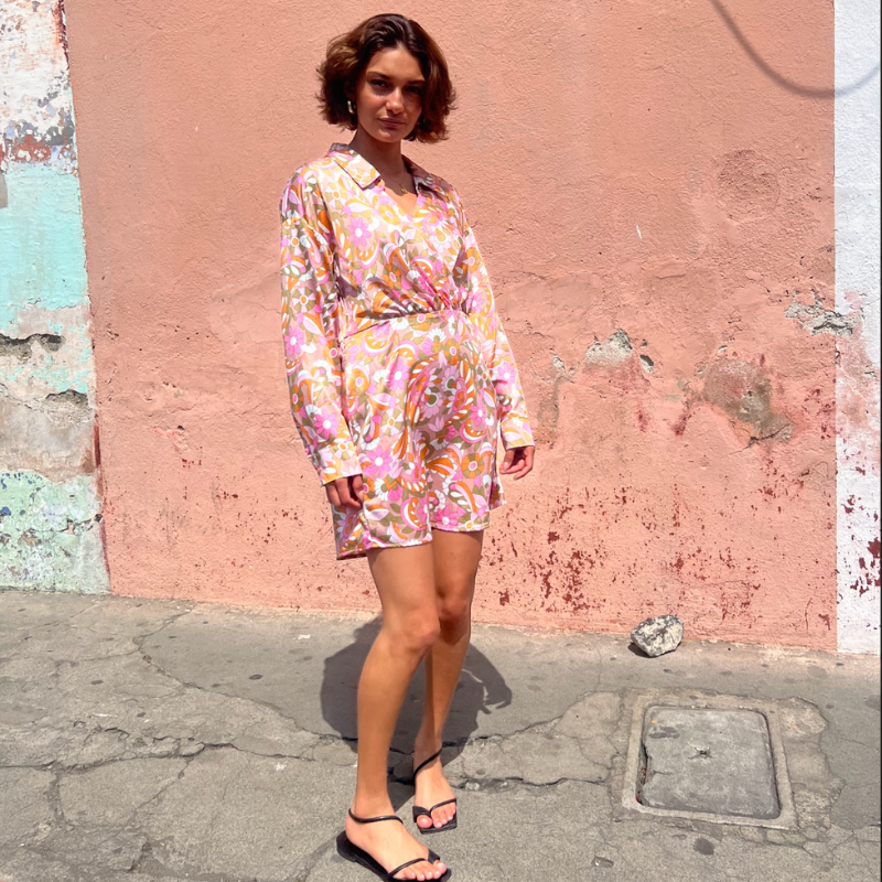 Vestido corto manga larga floreado ¡Qué Guay! Guatemala