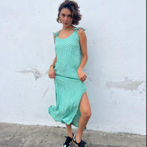 Vestido largo tirantes aqua
