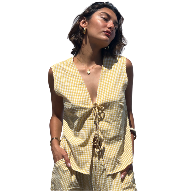 Chaleco lazos y pantalón amarillo cuadros blanco y amarillo ¡Qué Guay! Guatemala