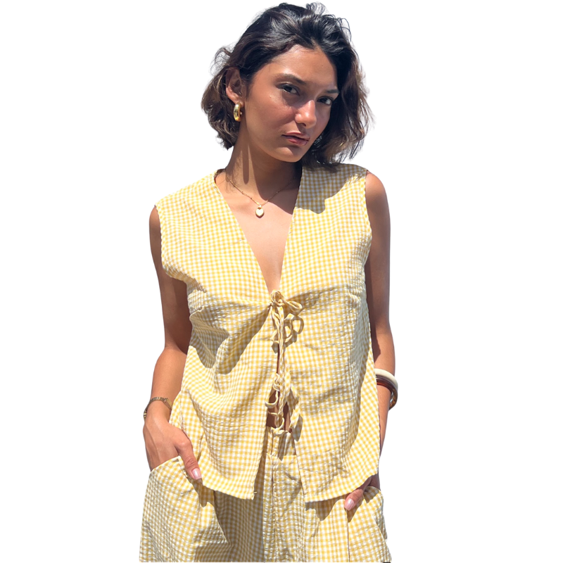 Chaleco lazos y pantalón amarillo cuadros blanco y amarillo ¡Qué Guay! Guatemala