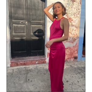 Vestido sin mangas largo pitaya