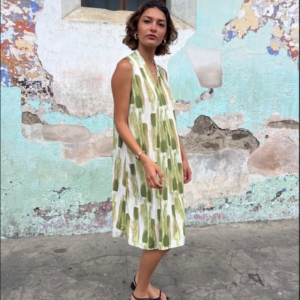 vestido corto sin mangas verde y beige ¡Qué Guay! Guatemala